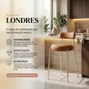 Ver imagem 2 de Banqueta Cozinha Média com Encosto Industrial Champanhe Kit 2 Londres PU Nozes D03 - D'Rossi