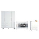 Ver imagem 3 de Quarto de Bebê Completo com Guarda Roupa 4 Portas 3 Gavetas Cômoda e Berço Retrô