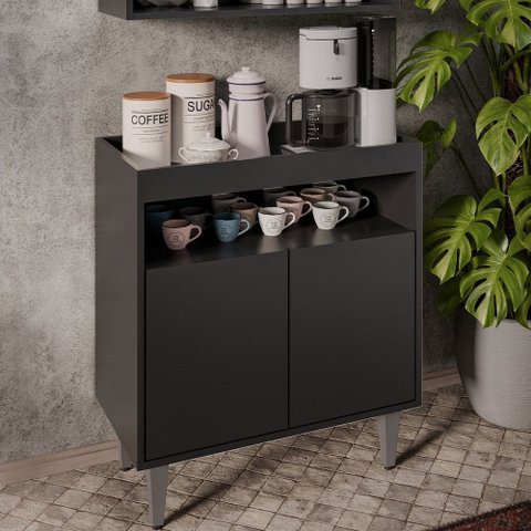 Balcão Buffet Alice 2 Portas Preto Maderatto Móveis