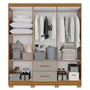 Ver imagem 4 de Guarda-Roupa Solteiro com Espelho 6 Portas 2 Gavetas Cinamomo Off-White Estrela Premium