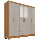 Ver imagem 2 de Guarda-Roupa Solteiro com Espelho 6 Portas 2 Gavetas Cinamomo Off-White Estrela Premium