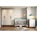 Ver imagem 1 de Quarto de Bebê Completo com Guarda Roupa 4 Portas 3 Gavetas Cômoda e Berço Retrô 