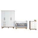 Ver imagem 2 de Quarto de Bebê Completo com Guarda Roupa 4 Portas 3 Gavetas Cômoda e Berço Retrô 