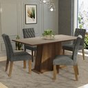 Ver imagem 1 de Conjunto Sala de Jantar Mesa Tampo de Madeira 4 Cadeiras Rustic/crema/silver Ashley Madesa