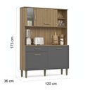 Ver imagem 3 de Armário de Cozinha Compacta 120cm com Vidro Verona Ripado e Grafite