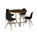 Ver imagem 6 de Mesa Jantar Industrial Redonda 110Cm Amêndoa Base V Cobre C/4 Cadeiras Preta Base Madeira Amendoa