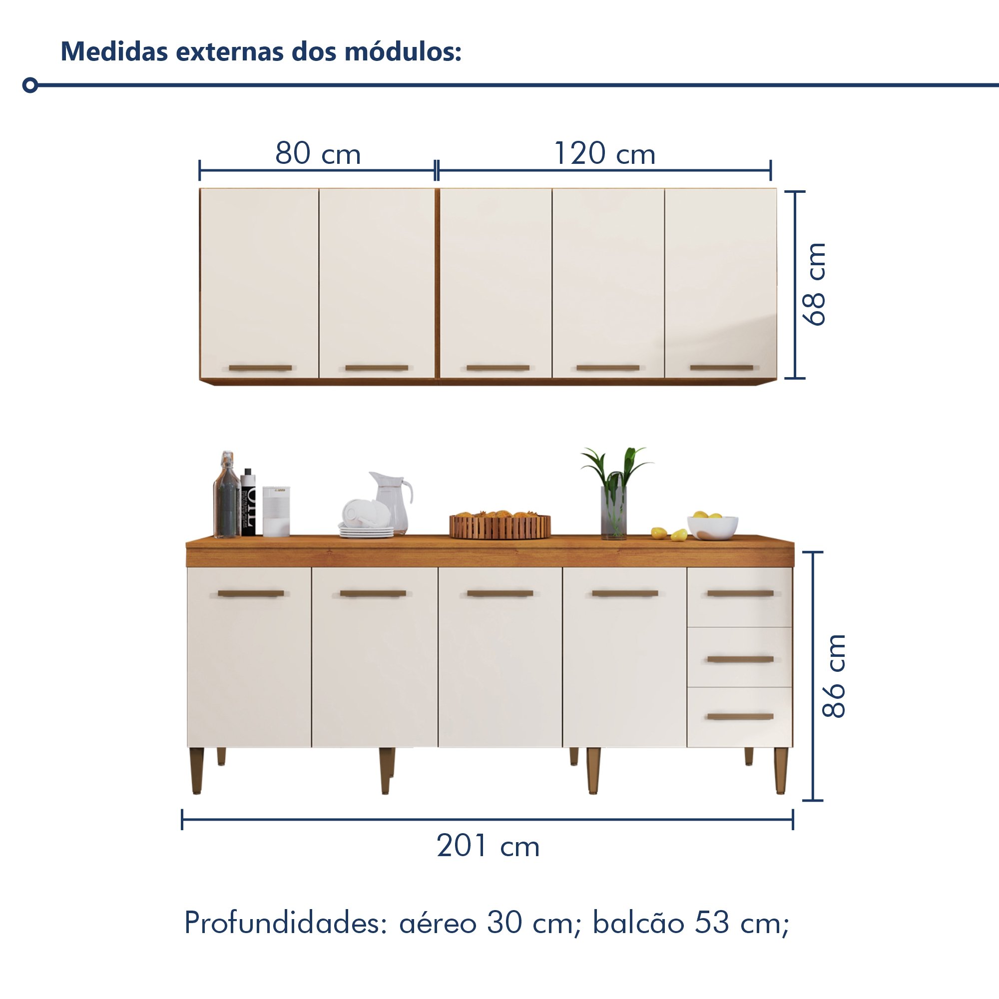 Cozinha Completa 9 Portas e 3 Gavetas Atenas  - 7