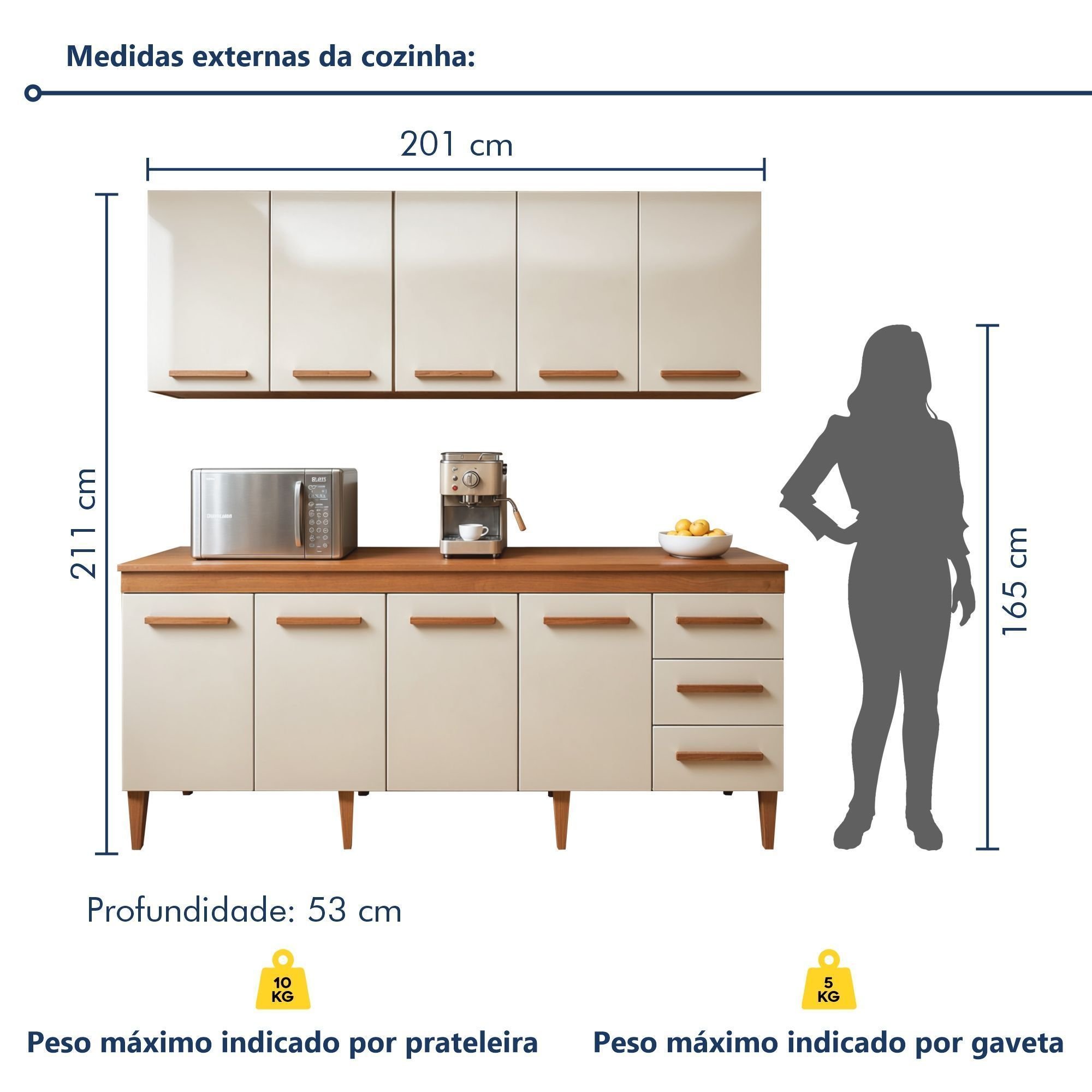 Cozinha Completa 9 Portas e 3 Gavetas Atenas | MadeiraMadeira