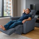 Ver imagem 2 de Poltrona Cadeira Papai Mamãe Idoso Reclinável e Retrátil Bellagio Cinza Boucle