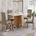 Ver imagem 6 de Sala de Jantar Mesa Isa 120cm Vidro com 4 Cadeiras Laura Bege/Mel/Caramelo/Off White