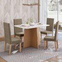 Ver imagem 1 de Sala de Jantar Mesa Isa 120cm Vidro com 4 Cadeiras Laura Bege/Mel/Caramelo/Off White