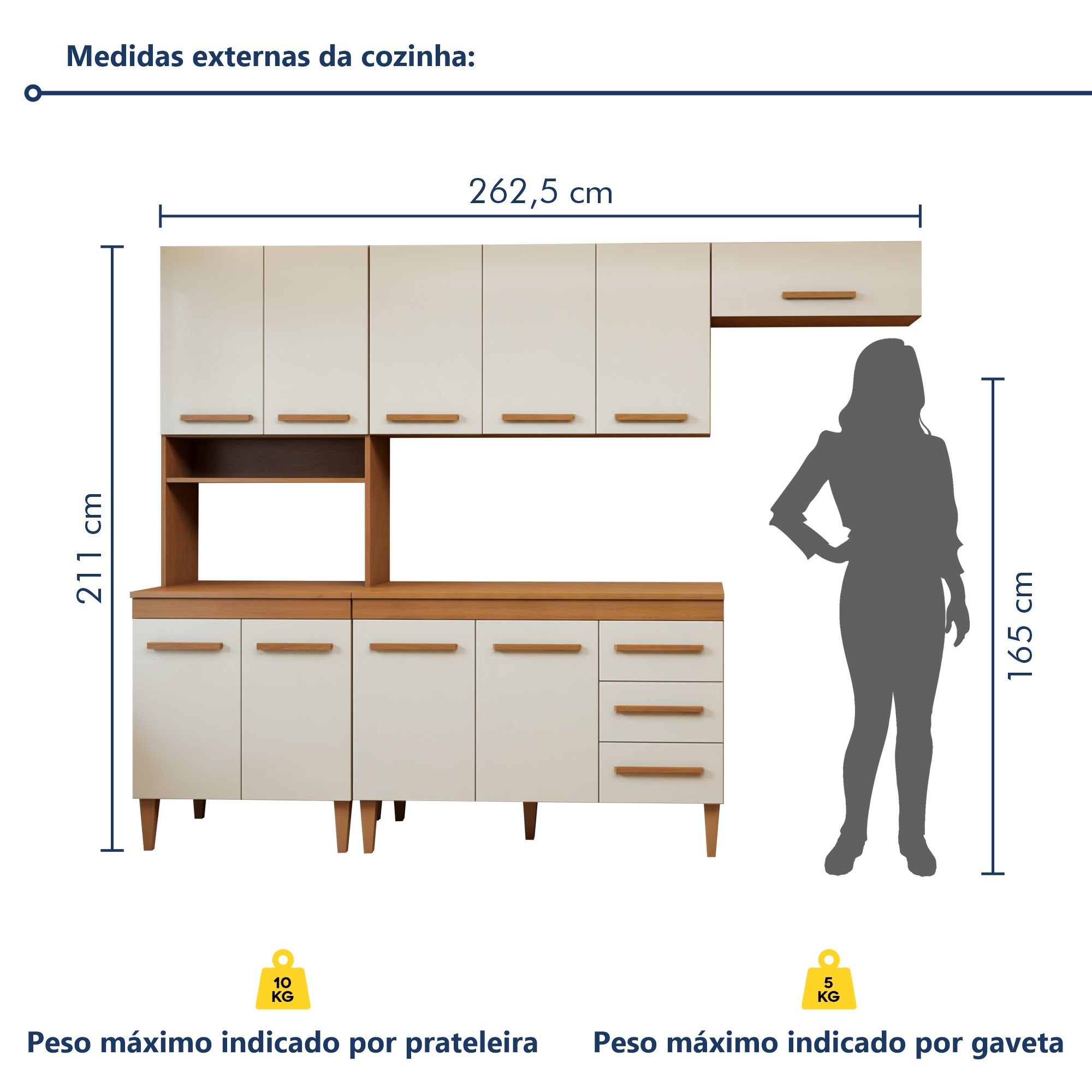 Cozinha Completa 10 Portas 3 Gavetas Atenas | MadeiraMadeira