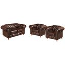 Ver imagem 1 de Conjunto Sofá 2 Lugares e 2 Poltrona Chesterfield Luís Xv Vintage Retrô Capitonê Couro Marrom