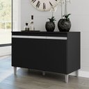 Ver imagem 3 de Balcão Gabinete de Pia com Tampo 120cm 3 Portas Manu - Ajl Móveis Cor Preto