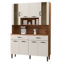 Ver imagem 1 de Armário de Cozinha Compacta 121cm Bruna K02 Nogueira/Off White - Mpozenato