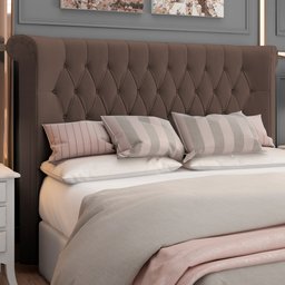 Cabeceira Cama Box Casal 140cm Estofada Meora P05 Veludo Marrom - Lyam Decor - 2