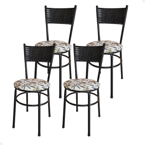 Conjunto 4 Cadeiras para Cozinha Viena:floral Orquídea