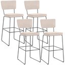 Ver imagem 1 de Kit 04 Banquetas Alta para Cozinha Sala de Jantar Base em Aço Allana L02 Suede Bege - Lyam Decor