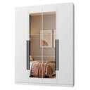 Ver imagem 2 de Guarda-Roupa Solteiro 4 Portas Batentes com Espelho Branco/Branco/Preto Netuno Madesa