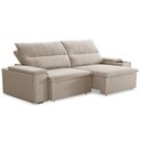 Ver imagem 1 de Sofá Retrátil Reclinável para Sala 3 Lugares 245cm Ricci F04 Linho Bege - Lyam Decor