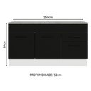 Ver imagem 4 de Balcão Gabinete de Pia Cozinha 150 cm 2 Gavetas 2 Portas (Com Tampo) Branco/Preto Agata Madesa