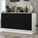 Ver imagem 1 de Balcão Gabinete de Pia Cozinha 150 cm 2 Gavetas 2 Portas (Com Tampo) Branco/Preto Agata Madesa
