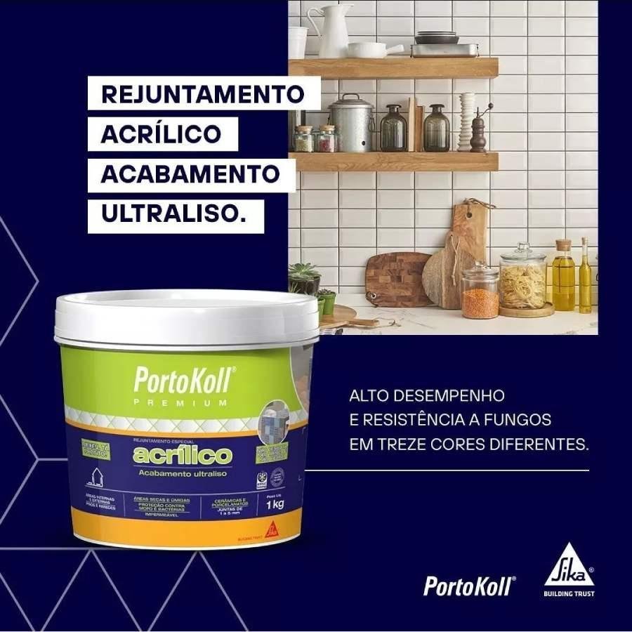 Rejunte Acrílico Premium Portokoll 1 Kg Cinza Platina - 3