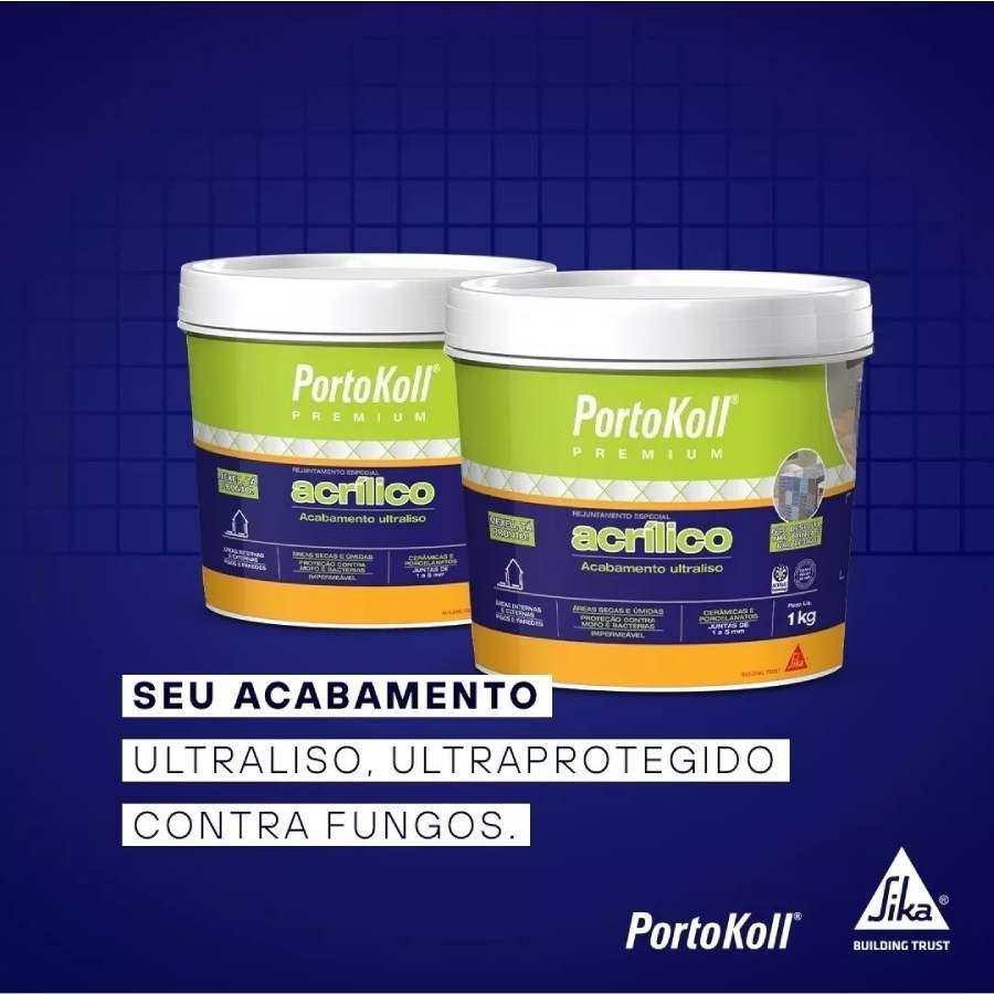 Rejunte Acrílico Premium Portokoll 1 Kg Cinza Platina - 2