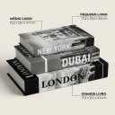 Ver imagem 7 de Kit Livro Caixa Decorativo 3 Peças – Caixa Organizadora Estilo Livro para Decoração:London, Dubai, N