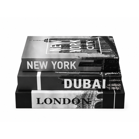 Kit Livro Caixa Decorativo 3 Peças – Caixa Organizadora Estilo Livro para Decoração:London, Dubai, N