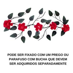 Enfeite de Parede Decorativo Todo de Ferro 5 Rosas:vermelho - 3