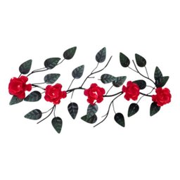 Enfeite de Parede Decorativo Todo de Ferro 5 Rosas:vermelho - 1