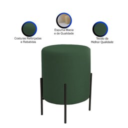 Puff Orgânico Boucle Thor com Pés de Ferro Preto - 7 Decor Verde Escuro - 2