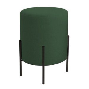Puff Orgânico Boucle Thor com Pés de Ferro Preto - 7 Decor Verde Escuro