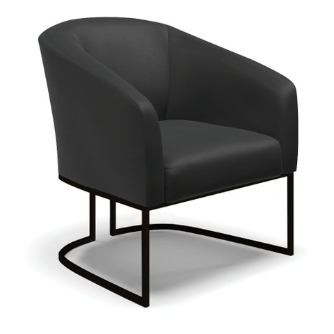 Poltrona Stella Corino Preto Base Industrial Preto - D’Rossi