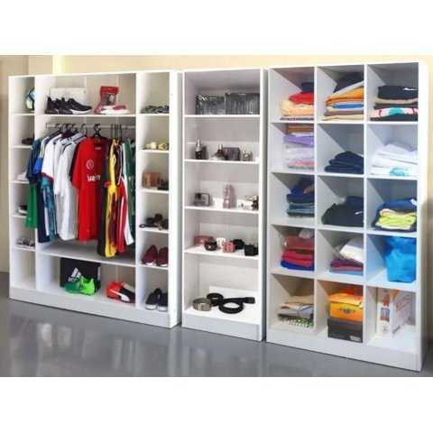 Expositor Colméia Cabideiro Nichos = 3 Peças = Loja Roupas