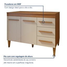 Balcão de Cozinha com Tampo 2 Portas 3 Gavetas Atenas - 9 Balcão de Cozinha com Tampo 2 Portas 3 Gavetas Atenas - 9