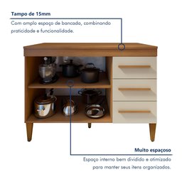 Balcão de Cozinha com Tampo 2 Portas 3 Gavetas Atenas - 10 Balcão de Cozinha com Tampo 2 Portas 3 Gavetas Atenas - 10