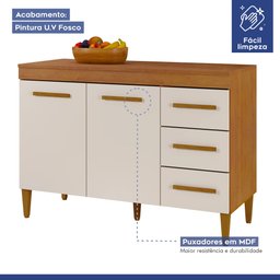 Balcão de Cozinha com Tampo 2 Portas 3 Gavetas Virtus  - 3