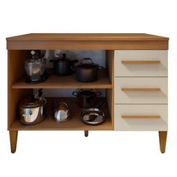 Balcão de Cozinha com Tampo 2 Portas 3 Gavetas Atenas - 5 Balcão de Cozinha com Tampo 2 Portas 3 Gavetas Atenas - 5