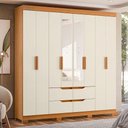 Ver imagem 5 de Guarda Roupa Casal com Cômoda Doble 8 Portas de Bater 4 Gavetas MDP Cinamomo Off White Albatroz
