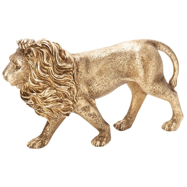 Escultura Decorativa Leão Dourado em Poliresina 15 X 7CM MART