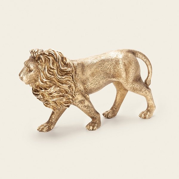 Escultura Decorativa Leão Dourado em Poliresina 15 X 7CM MART - 2