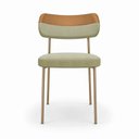 Ver imagem 5 de Kit 2 Cadeiras Sala de Jantar Lisa Pés Champanhe Linho/PU Bege/Caramelo m² - Monari Design