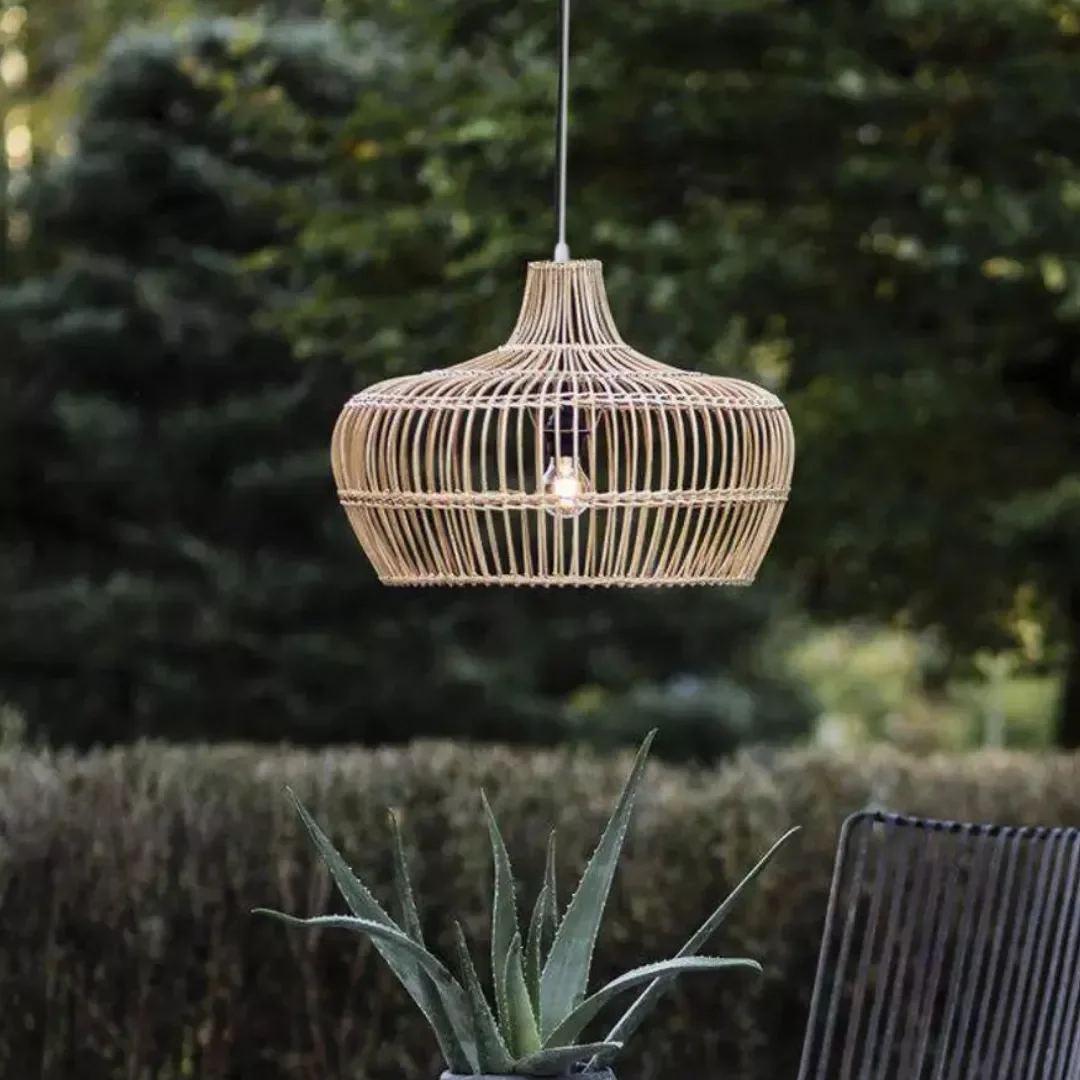 Lustre Pendente Vime Cúpula Fibra Natural Luminária 50x34 - 3