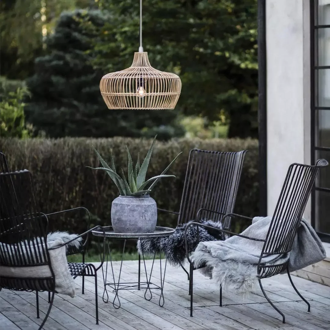 Lustre Pendente Vime Cúpula Fibra Natural Luminária 50x34 - 2