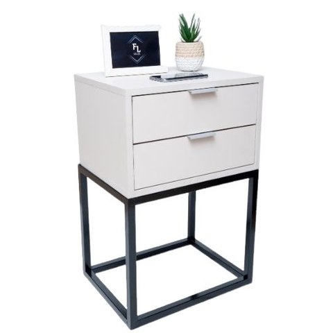 Mesa de Cabeceira Industrial 40 com 2 Gavetas Base Preta- Enviamos Montado