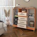Ver imagem 2 de Cômoda Reducio 2 Portas 4 Gavetas Cinamomo/off White - Panorama Móveis