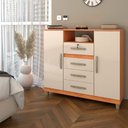 Ver imagem 1 de Cômoda Reducio 2 Portas 4 Gavetas Cinamomo/off White - Panorama Móveis