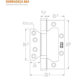 Dobradiça 884 até 25kg - 4"x3" Inox Escovado - Silvana 24pçs - 6
